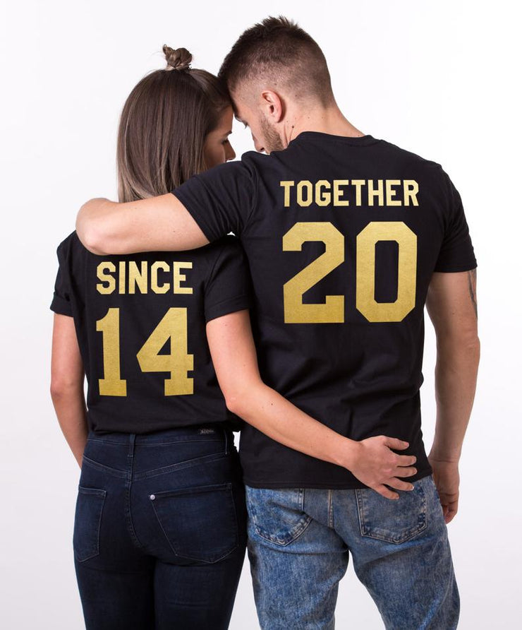 Couple Half Sleeve Round Neck T-Shirt - Together Since - Enthopia