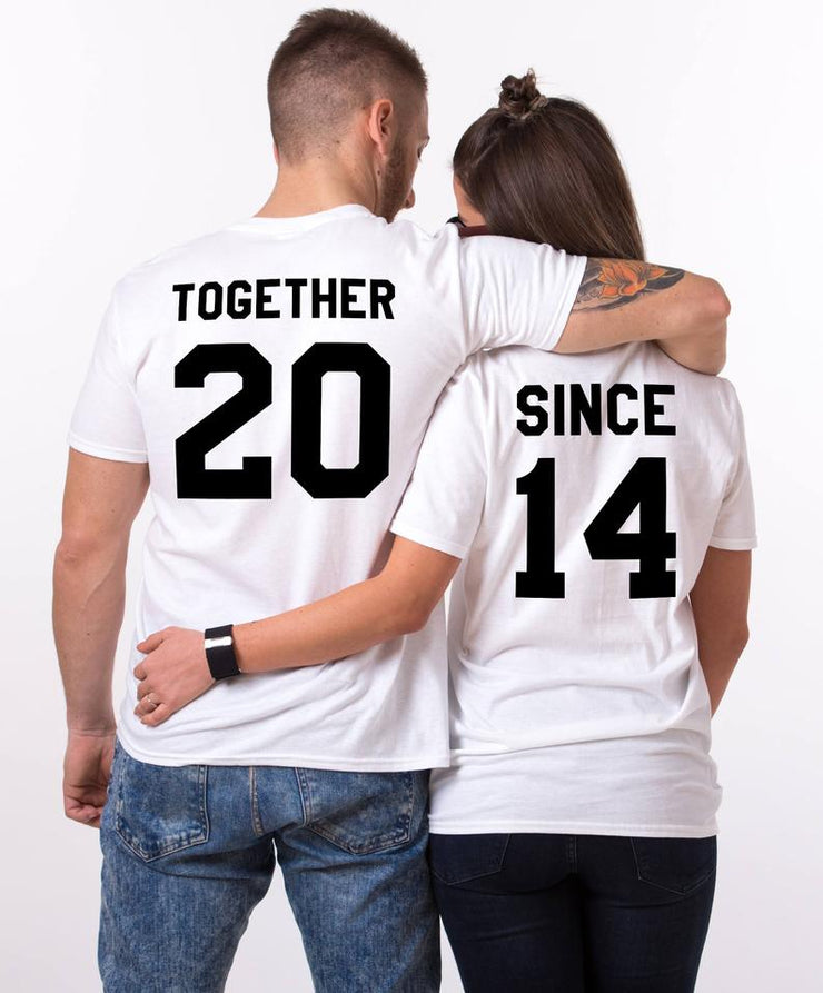 Couple Half Sleeve Round Neck T-Shirt - Together Since - Enthopia