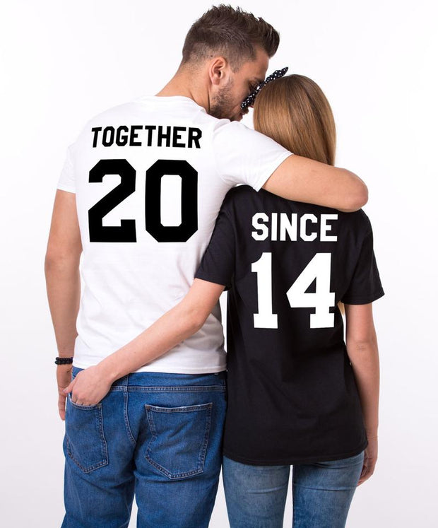 Couple Half Sleeve Round Neck T-Shirt - Together Since - Enthopia