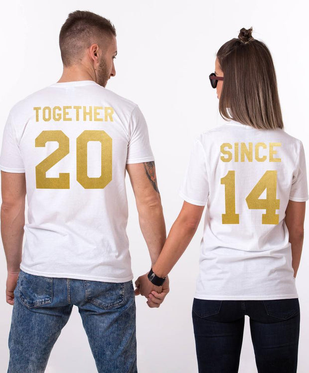 Couple Half Sleeve Round Neck T-Shirt - Together Since - Enthopia