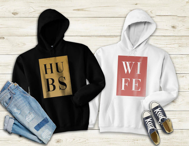 Couple Hoodie - HUBS WIFE  (Black & White) - Enthopia