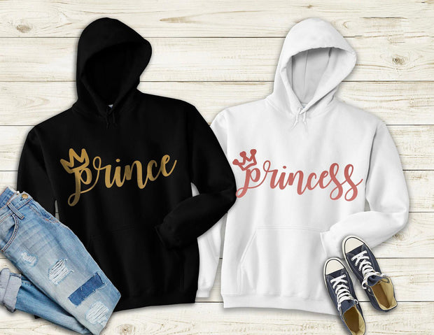 Couple Hoodie -  Prince & Princess (Black & White) - Enthopia