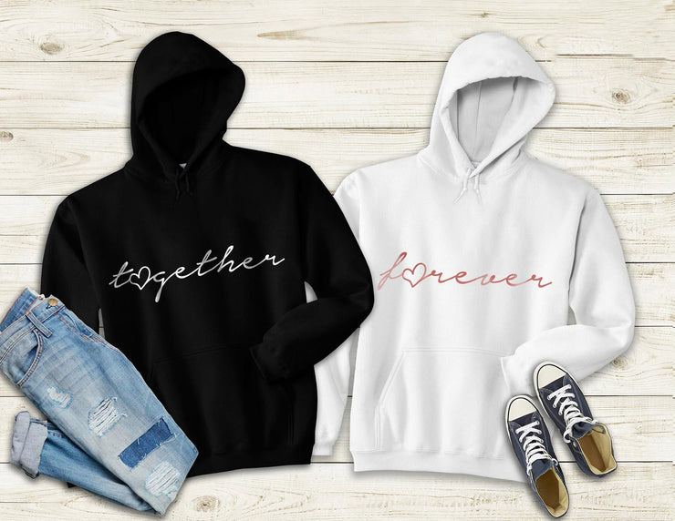 Couple Hoodie -  Together Forever (Black & White) - Enthopia