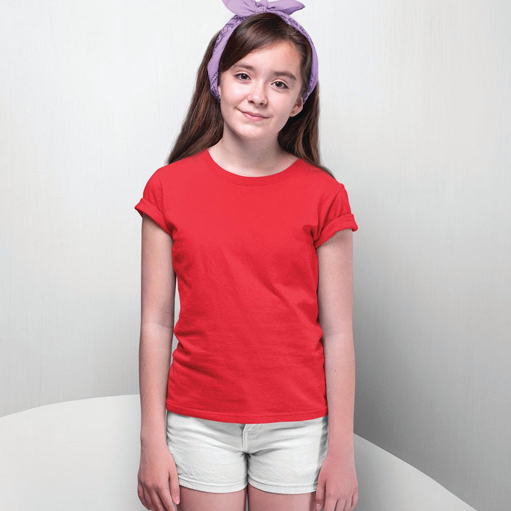 Girls Half Sleeves Round Neck-Plain - Enthopia