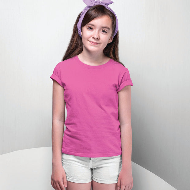 Girls Half Sleeves Round Neck-Plain - Enthopia