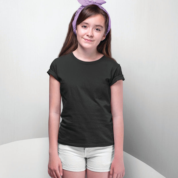 Girls Half Sleeves Round Neck-Plain - Enthopia