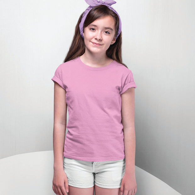 Girls Half Sleeves Round Neck-Plain - Enthopia