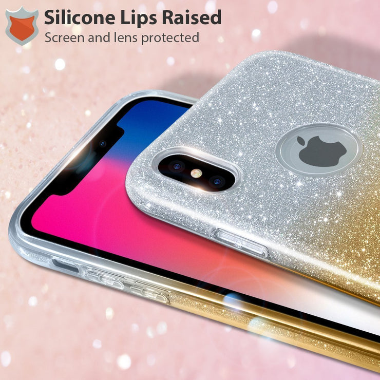 Glitter Silicone Slim Back Case Cover for Apple iPhone 8 with hole - Enthopia