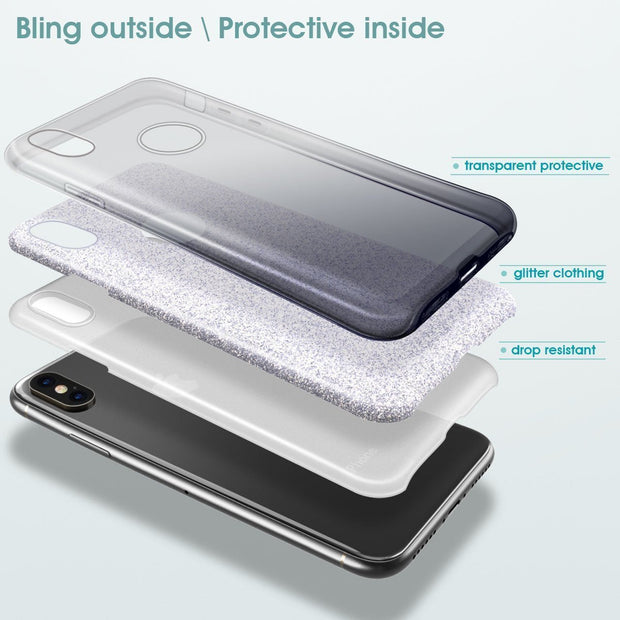 Glitter Silicone Slim Back Case Cover for Samsung J7 2017 - Enthopia