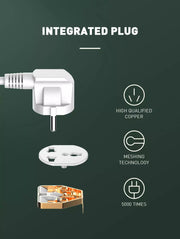 Ldnio 2500W Extension Board with USB Slots, Individual Switch & Safety Shutter, 4 USB Ports(3.4A) 4 Way Outlets Power Strips with Universal Sockets and 2m Extension Cord (3-PIN, White) - Enthopia