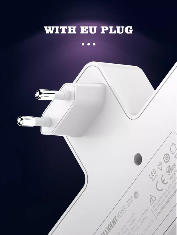 Ldnio Power Strip with 20W Type C USB PD QC 3.0 Fast USB and Touch Night Lamp - Enthopia
