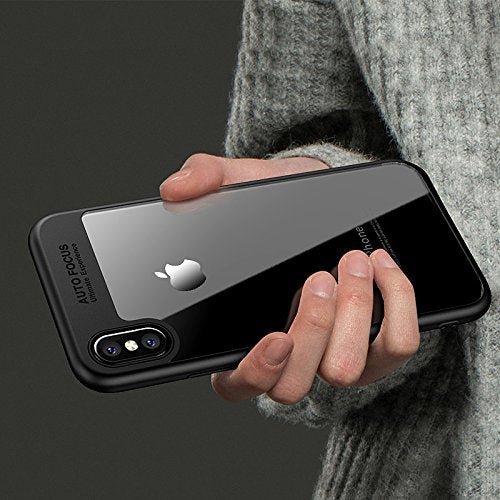 Transparent Soft TPU Auto Focus Black Back Case Cover for Apple Iphone X - Enthopia