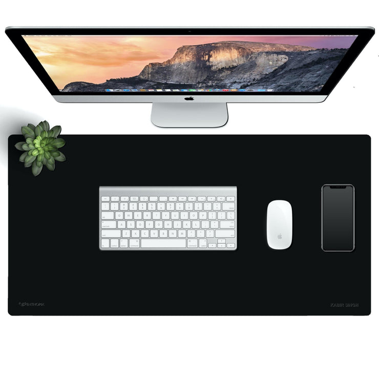 Vegan Leather Desk Mat - Grey and Black - 2-in-1 - Enthopia