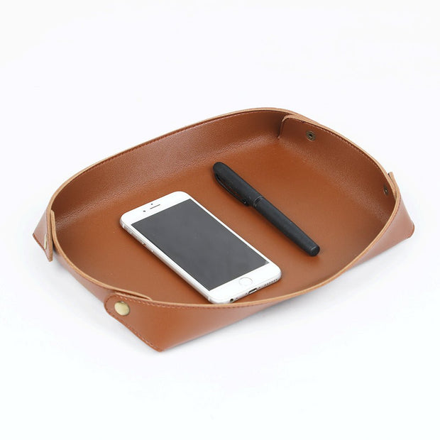 Vegan Leather Desk Tray (Tan) - Enthopia